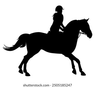 Silhouette of horse gait and jockey, equestrian sports. Vector illustration