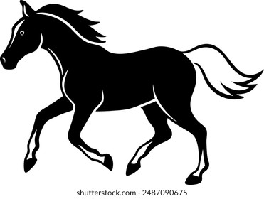 silhouette of a horse galloping