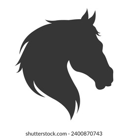 Silhouette de cabeza de caballo. Negro sobre blanco. Ilustración del vector