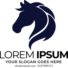 Silhouette of Horse Head Logo on white background eps 10