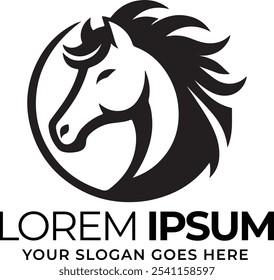 Silhouette of Horse head logo on white background eps 10