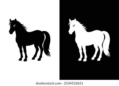 Silhouette horse icon, vector stock modern horse on white background.	