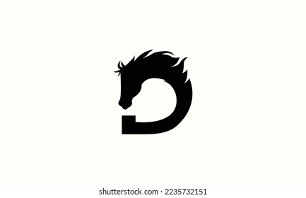 silhouette horse initial logo template