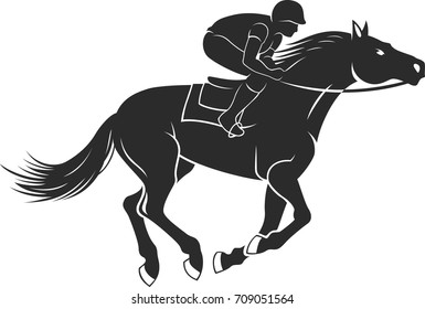 Silhouette of Horse Jockey on the Racing