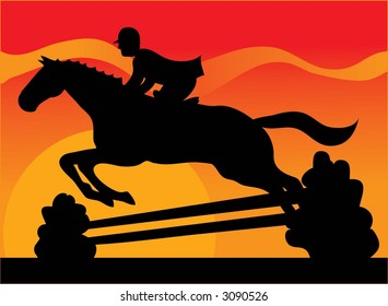 Silhouette of Horse Jumping