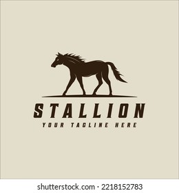 silhouette horse logo vector vintage illustration template icon graphic design. stallion wild animal sign or symbol for farm and ranch concept or mascot delivery industry or logistic