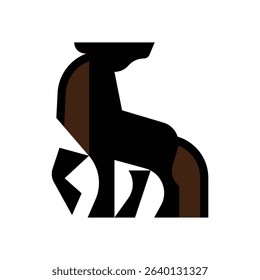 silhouette of a horse with long and beautiful hair and tail logo vector
