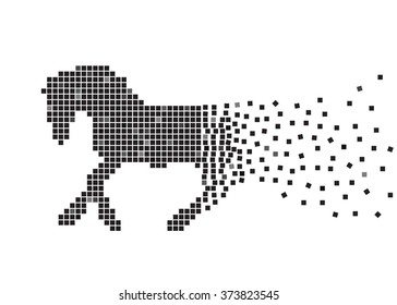 silhouette of a horse mosaic shatters on the run back part