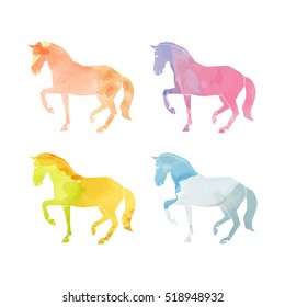 Silhouette horse on white background. Set of vector illustrations