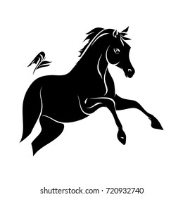 Silhouette horse on white background, vector illustration