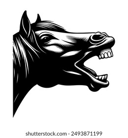 Silhouette Of Horse Open Mouth Vector