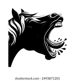 Silhouette Of Horse Open Mouth Vector