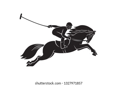 silhouette horse polo