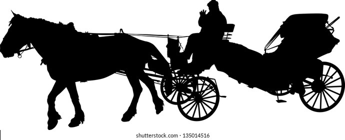 Silhouette of a horse put to a cart