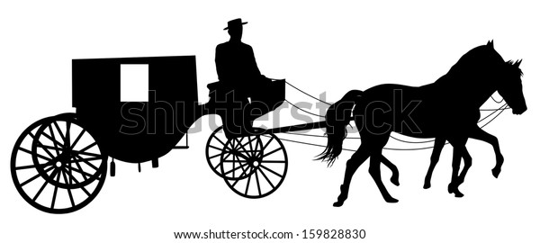 Silhouette Horse Put Cart On White Stock Vector (Royalty Free ...