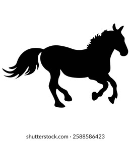 silhouette of a horse racing animal vector illustration, running horse