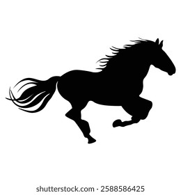 silhouette of a horse racing animal vector illustration, running horse