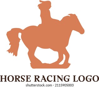 Silhouette of Horse racing, horse with jockey on horse race track, logo design. Equestrian sport, jockey riding and horse racing club, vector de