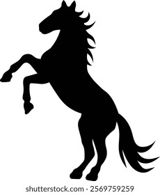 Silhouette of a horse raising its front legs