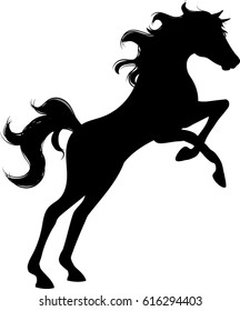 Silhouette of Horse Rearing - Vector Illustration