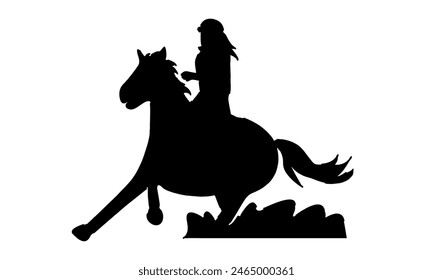 silhouette of horse rider in action