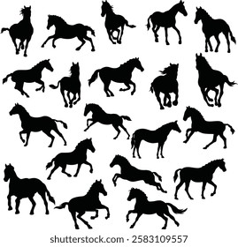 Silhouette Horse Running Set Bundle