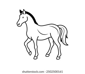 silhouette horse running, vector illustration.