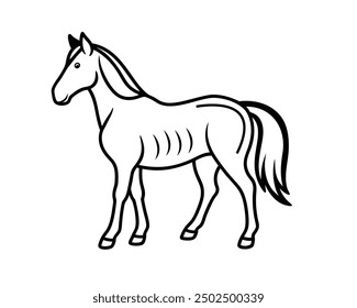 silhouette horse running, vector illustration.