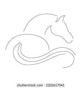 Silhouette of a horse seen from behind drawn in a minimalist style. Design suitable for logo, tattoo, decoration, mascot, symbol, poster, banner, t-shirt print. Isolated vector illustration