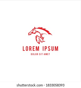 Silhouette Horse Stallion Vector Illustration Isolated on White Background Logo Design