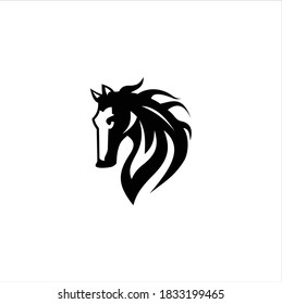 Silhouette Horse Stallion Vector Illustration Isolated on White Background Logo Design