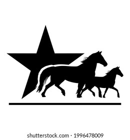 silhouette of a horse with star