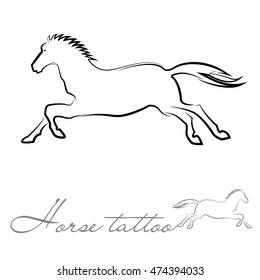 silhouette of a horse for tattoo or logo