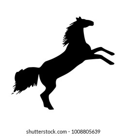 the silhouette of a horse that stood on its rear hooves. rearing up black mustang - standing horse side view vector silhouette