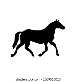 Silhouette of horse vector icon in flat style on white background