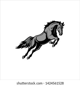 Silhouette horse vector icon on the modern jump style for web.