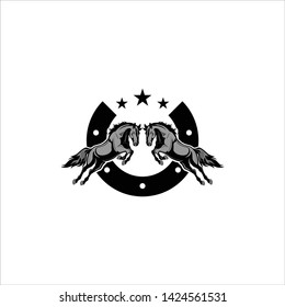 Silhouette horse vector icon on the modern jump style for web.