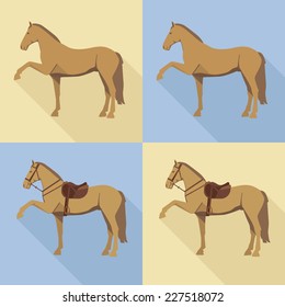 silhouette of a horse with and without gear