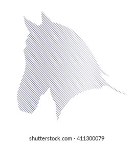 silhouette of a horse's head in lines, vector illustration.