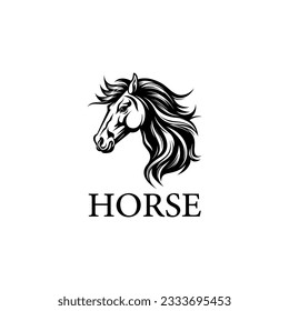 silhouette of a horse's head logo design template vector icon illustration