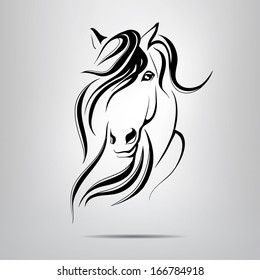 Horse Head Flying Mane Vector Illustration Stock Vector (Royalty Free ...