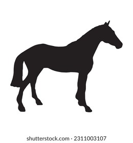 silhouette of horses. Isolated black on white background. Side view