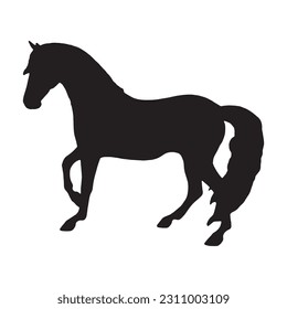 silhouette of horses. Isolated black on white background. Side view