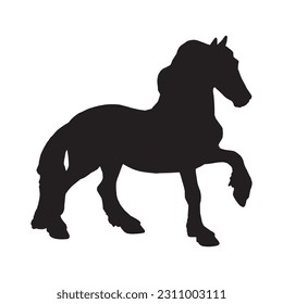 silhouette of horses. Isolated black on white background. Side view