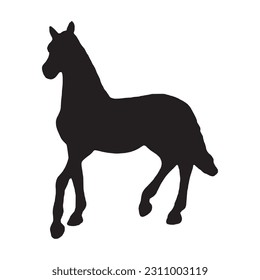 silhouette of horses. Isolated black on white background. Side view