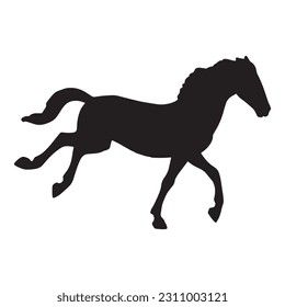silhouette of horses. Isolated black on white background. Side view