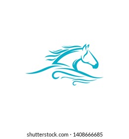 silhouette of a horse's ,Mustang, stallion, mascot, wild horse, arabic beast for race icon. Mad eye. Sport hockey, football, rugby logo design template