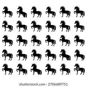 Silueta de un patrón de caballos en blanco y negro