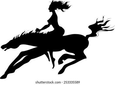 Silhouette of horsewoman