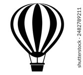 Silhouette hot air balloon vector illustration on white background